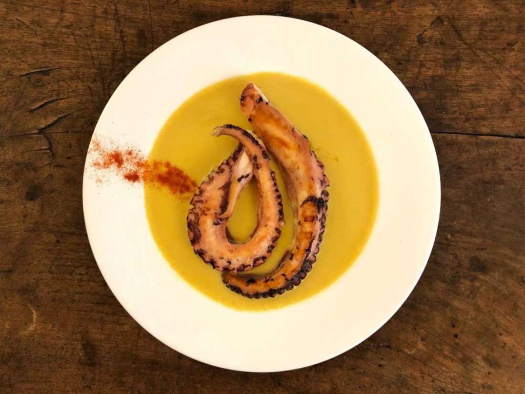 polpo su crema di ceci alla curcuma