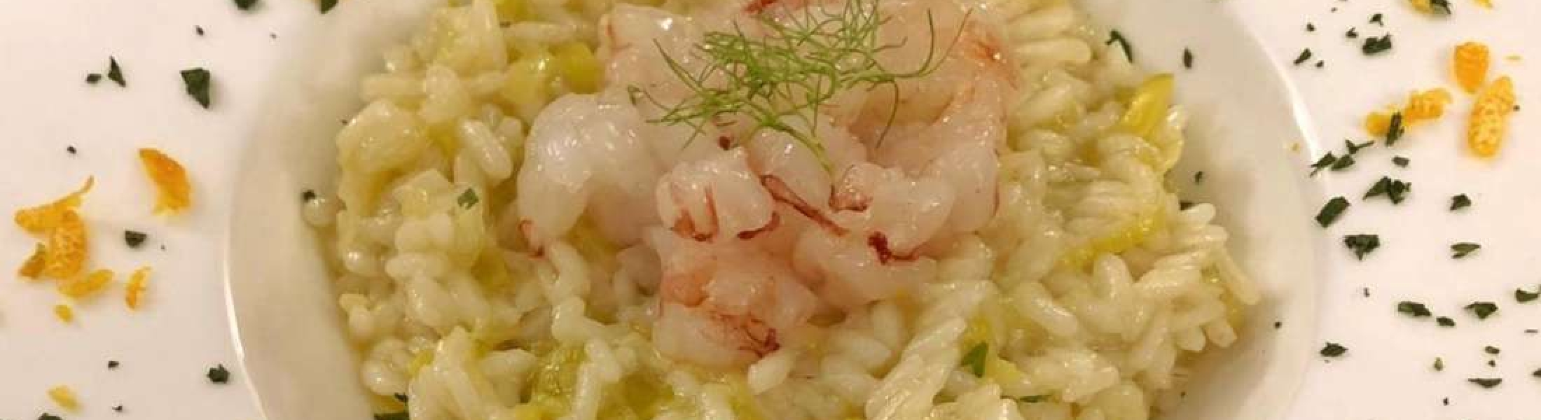 Riso Acquerello Franciacorta e tartare di gamberi Ittica Brianza